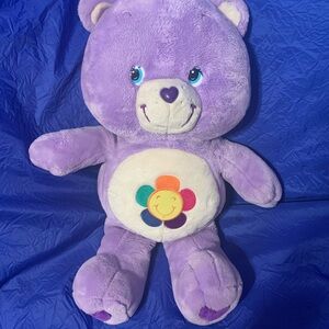 Vintage 2004 Care Bears harmony bear jumbo 24” plush purple rainbow flower